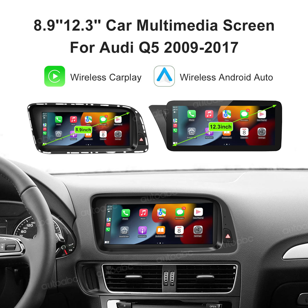 8.9″ Wireless CarPlay & Android Auto Screen for Audi Q5 2009–2017