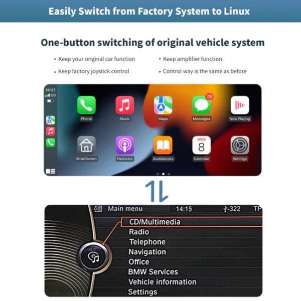 BMW X5 / X6 E70 E71 (2007–2010) 10.25" Wireless Apple CarPlay & Android Auto Touchscreen – CCC/CIC Compatible