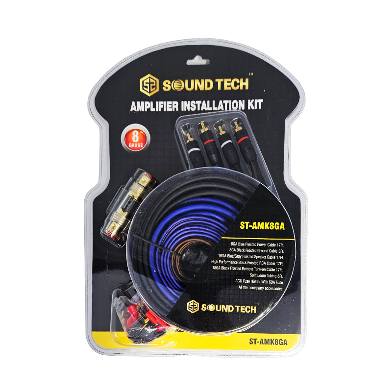 ST-AMK8GA 8 Gauge Amplifier Wiring Kit – High-Performance Audio Cable with Flexible PVC Jacket