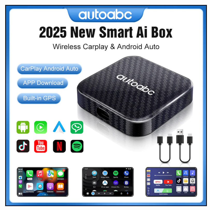 AutoABC Wired to Wireless CarPlay & Android Auto Magic AI Box