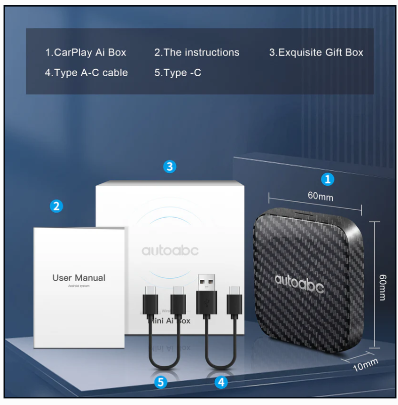 AutoABC Wired to Wireless CarPlay & Android Auto Magic AI Box