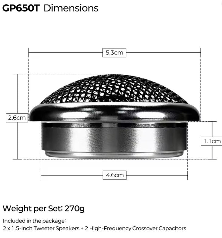 GISAEV GP650T 1.5-Inch Car Tweeter (Pair)