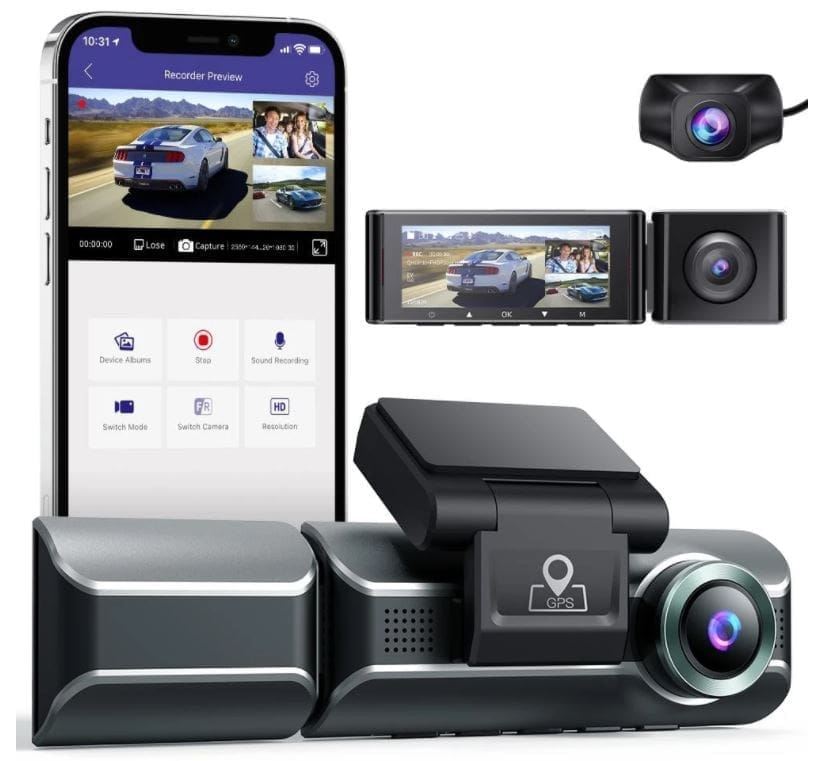 AZDome M550 Pro 3 Channel Dash Camera & Hardwire Kit